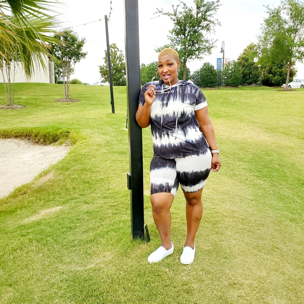 Black Tie Dye Feels Short Set